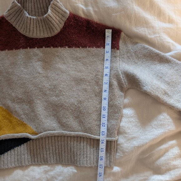 Lush Crop Mock Neck Sweater Colorblock - Picture 5 of 8